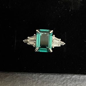 Size 6 Bomb Party Lab Created Paraiba Tourmaline .925 Solid Sterling Silver ring